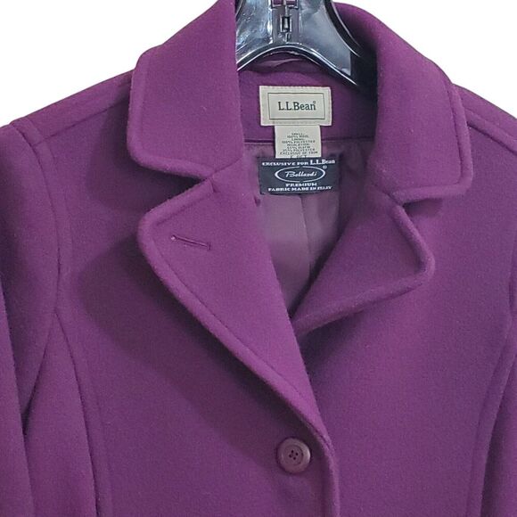 L.L. Bean Womens 6 Petite Bellandi Italian Wool Overcoat Thinsulate Plum Purple - Picture 2 of 11